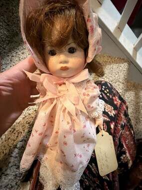 1984 Michel Bisque Porcelain Doll in Floral Dress
